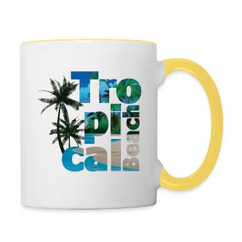 Tropical Beach - Tasse zweifarbig - Weiß/Gelb - Rechts