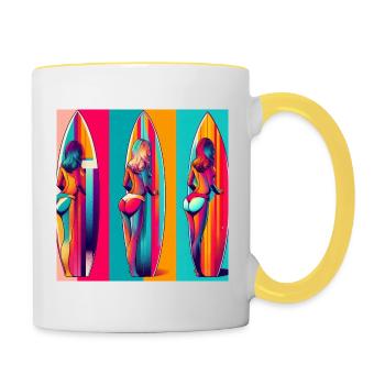 Vintage Surfer Women - Tasse zweifarbig - Weiß/Gelb - Rechts
