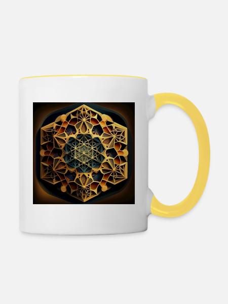 Geometrisches Muster - Tasse zweifarbig - Weiß/Gelb