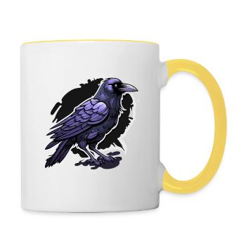 Raven / Bird / Animal / Flying / Feathers / Wings - Contrasting Mug - white/yellow - Right