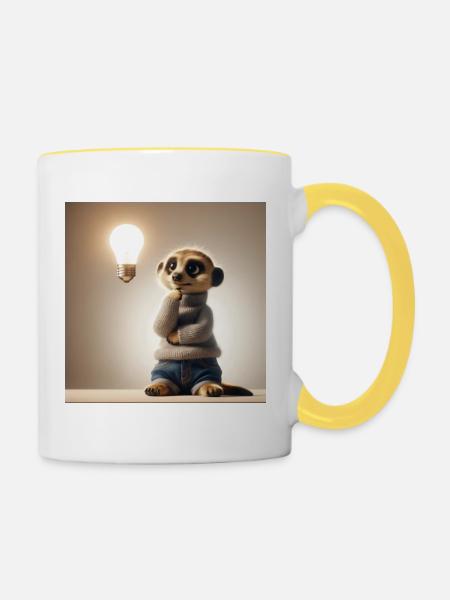 Ideen Erdmännchen - Tasse zweifarbig - Weiß/Gelb