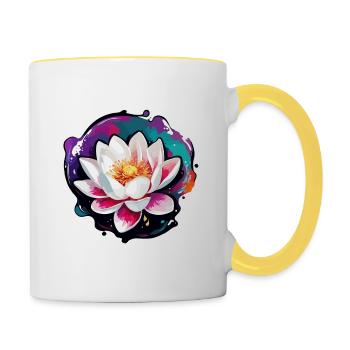 Lotusblüte / Seerose / Spiritualität / Blume - Tasse zweifarbig - Weiß/Gelb - Rechts