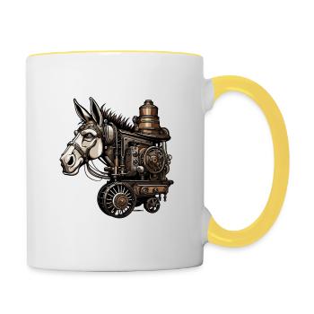 Esel / Tier /Grautier / Mähne / iah / Lasstier - Tasse zweifarbig - Weiß/Gelb - Rechts