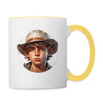 Farmer / Bauer / Ernte / Anbau / Bauernhof / Erde - Tasse zweifarbig - Weiß/Gelb - Rechts