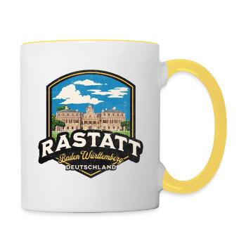 Baden Württemberg Rastatt Retro Deutschland - Tasse zweifarbig - Weiß/Gelb - Rechts