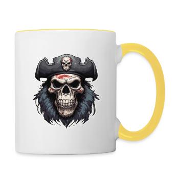 Skull / Pirate / Skull / Skull / Death / Logo - Contrasting Mug - white/yellow - Right