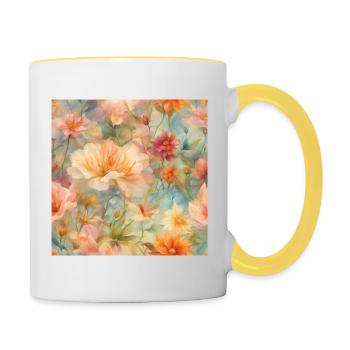 Mer de fleurs - Mug contrasté - blanc/jaune - Droite