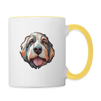 Chien / Animal / Animal de compagnie / Patte / Nez poilu / Wauwau - Mug contrasté - blanc/jaune - Droite