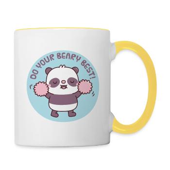 Cute Panda Cheering Do Your Beary Best Pun - Contrasting Mug - white/yellow - Right