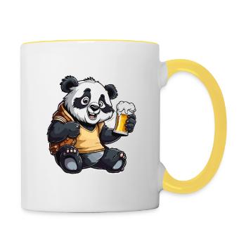 Panda / Animal / Zoo / Bamboo / Wild / Childlike - Contrasting Mug - white/yellow - Right
