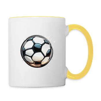 Soccer / Game / Ball / Field / Shooting - Contrasting Mug - white/yellow - Right