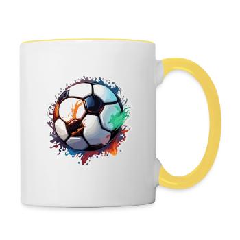 Soccer / Game / Ball / Field / Shooting - Contrasting Mug - white/yellow - Right