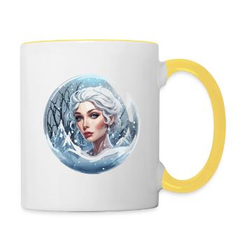 Snow Globe / Winter Magic / Snow / Souvenir - Contrasting Mug - white/yellow - Right
