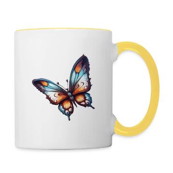 Schmetterling / Tier / Insekt / fliegen / Sommer - Tasse zweifarbig - Weiß/Gelb - Rechts