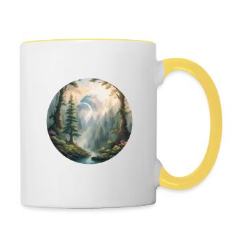 Wald / Wildnis / Natur / Bäume / grün / Idylle - Tasse zweifarbig - Weiß/Gelb - Rechts