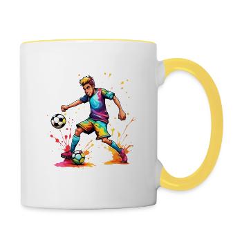 Footballer / Soccer / Pitch / Team - Contrasting Mug - white/yellow - Right