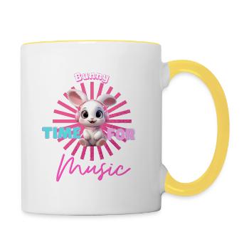 BUNNY - L’heure de la conception musicale - Coloré - Mug contrasté - blanc/jaune - Droite