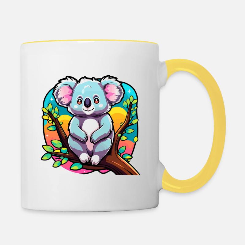 Dessin de koala - Mug contrasté - blanc/jaune