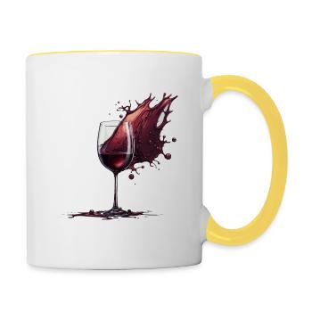 Wein / Trauben / Alkohol / trinken / Genießen - Tasse zweifarbig - Weiß/Gelb - Rechts