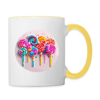 Lollipop / Lollipop / Candy / Lick / Cute - Contrasting Mug - white/yellow - Right