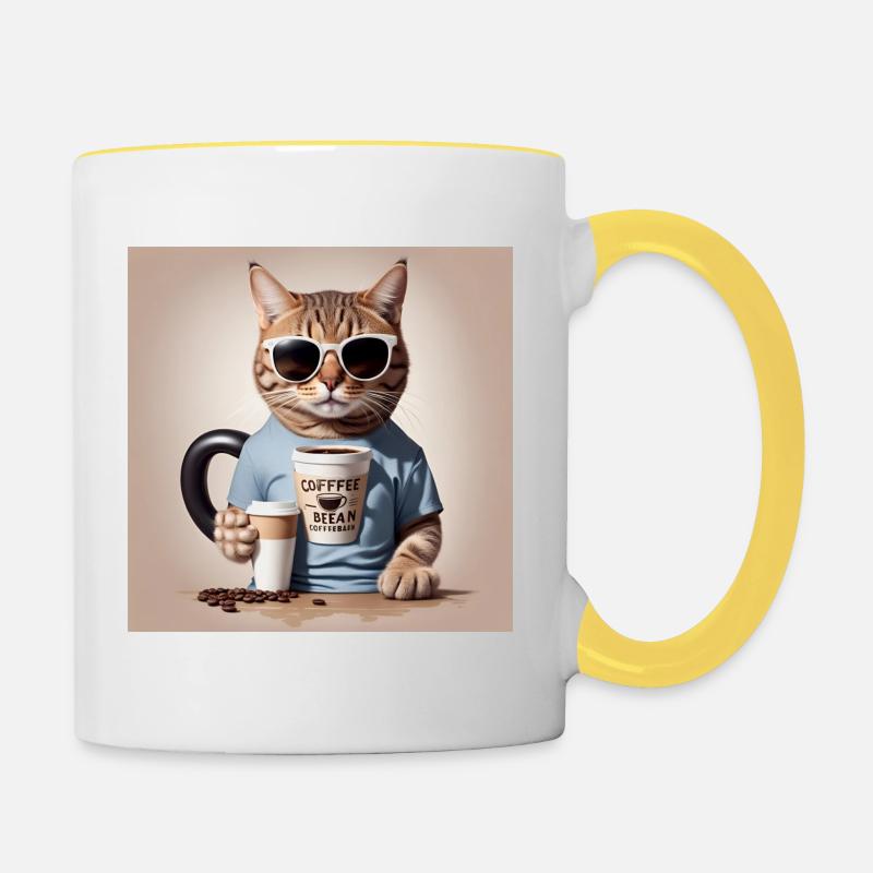 Coffee Cat - Contrasting Mug - white/yellow