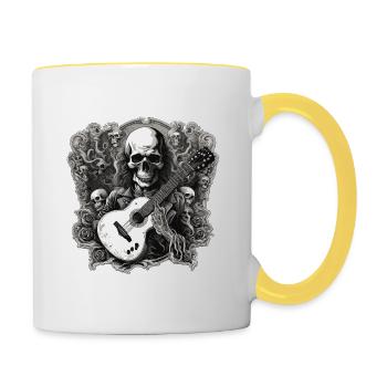 Rock n roll / Guitar / Music / Instrument - Contrasting Mug - white/yellow - Right