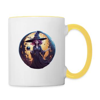 Witch / Magic / Witch Ritual / Fairy Tale / Spell - Contrasting Mug - white/yellow - Right