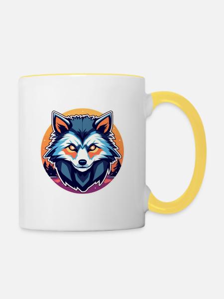 Werwolf Halloween Illustration - Tasse zweifarbig - Weiß/Gelb