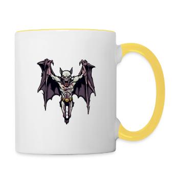 Bat / Vampire / Dracula / Animal / Halloween - Contrasting Mug - white/yellow - Right