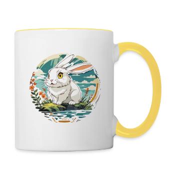 Anime / Comic / Japanisch / Zeichentrick / Cartoon - Tasse zweifarbig - Weiß/Gelb - Rechts