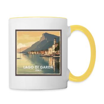 Vintage Poster Lake Garda - Contrasting Mug - white/yellow - Right
