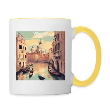 Vintage Poster Italy Venice - Contrasting Mug - white/yellow - Right