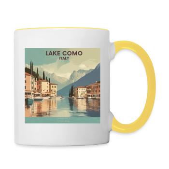 Affiche Vintage Italie Lac de Côme - Mug contrasté - blanc/jaune - Droite
