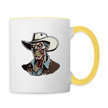 Cowboy / Wilde Westen / Wüste / Lasso / Rodeo - Tasse zweifarbig - Weiß/Gelb - Rechts