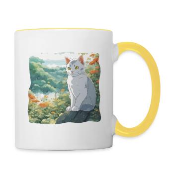 Anime / Comic / Japanisch / Zeichentrick / Cartoon - Tasse zweifarbig - Weiß/Gelb - Rechts
