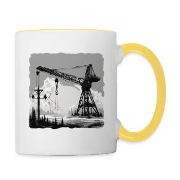 Crane / construction site / winch / crane system - Contrasting Mug - white/yellow - Right