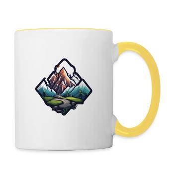 Mountain / Alps / Summit / Nature / Forest / Rock - Contrasting Mug - white/yellow - Right