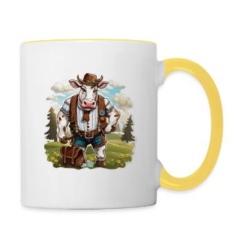 Lederhosen / Animal / Traditional costume / Tradition / Cow - Contrasting Mug - white/yellow - Right