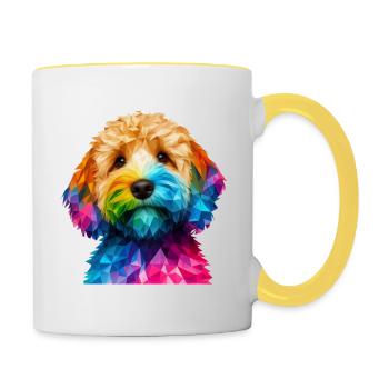 Cockapoo museau de chien géométrique moderne - Mug contrasté - blanc/jaune - Droite