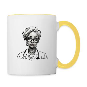 Médecin / professionnel de la santé / médecin / profession / spécialiste - Mug contrasté - blanc/jaune - Droite
