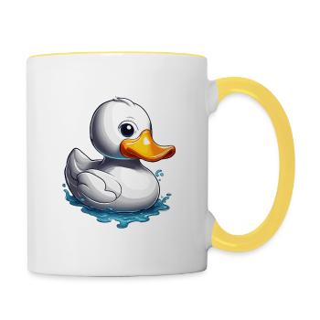 Gummiente / Badeente / Wasser / Badewanne - Tasse zweifarbig - Weiß/Gelb - Rechts
