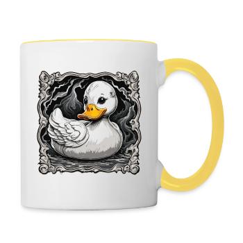 Gummiente / Badeente / Wasser / Badewanne - Tasse zweifarbig - Weiß/Gelb - Rechts