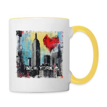 New York, retro, vintage - Valentine's Day - Contrasting Mug - white/yellow - Right