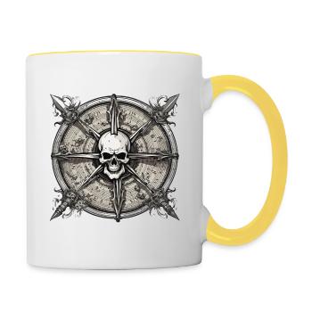 Compass / Cardinal Direction / Travel / Survival - Contrasting Mug - white/yellow - Right