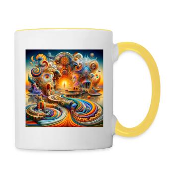 Tempel Psyart - Tasse zweifarbig - Weiß/Gelb - Rechts