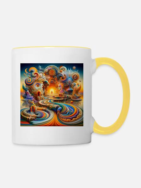 Temple Psyart - Mug contrasté - blanc/jaune