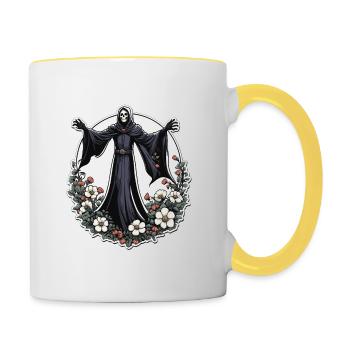 Illustration de fleurs de la Faucheuse - Mug contrasté - blanc/jaune - Droite