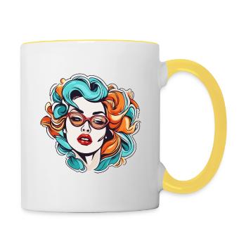 diabolical woman / blood / gothic / heavy metal - Contrasting Mug - white/yellow - Right