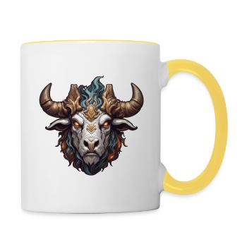 Minotaure / Mythologie grecque / Créature - Mug contrasté - blanc/jaune - Droite