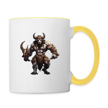 Minotaure / Mythologie grecque / Créature - Mug contrasté - blanc/jaune - Droite